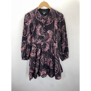 Kahindo Dress Women's Black Purple Tie Dye long sleeve Size 4